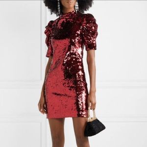alice and olivia red beaded dress SHILOH MINI DRESS in BRIGHT RUBY